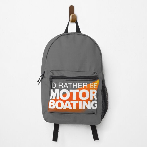 Item preview, Id Rather Be Motor Boating Grey Orange designed and sold by ChristinasMess.