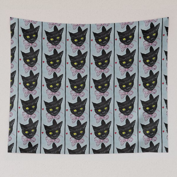 Item preview, Black Cat With Flowers Essential pattern designed and sold by PRINYOS.