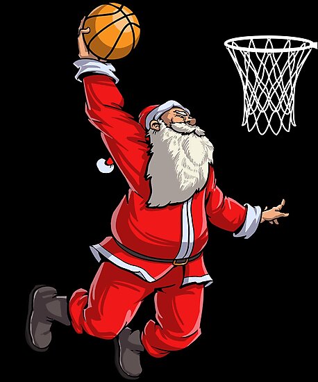 “Basketball Santa Slam Dunk T Shirt Christmas Xmas Ball Sport