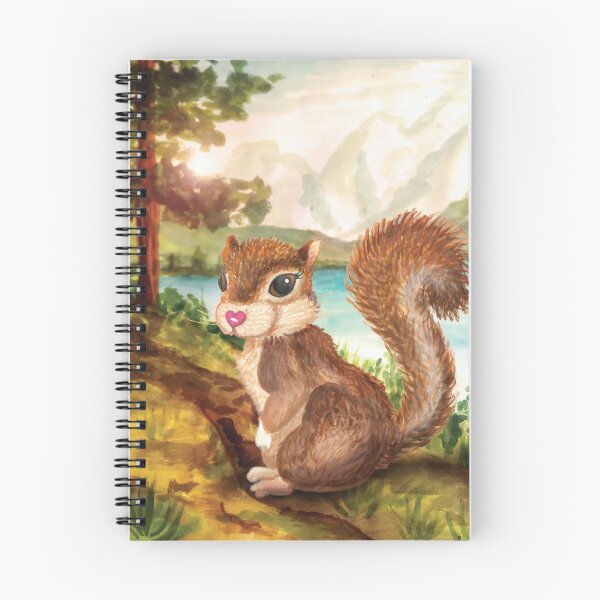 Item preview, Baby squirrel at the lake in the enchanted forest painting designed and sold by HajnalkArt.