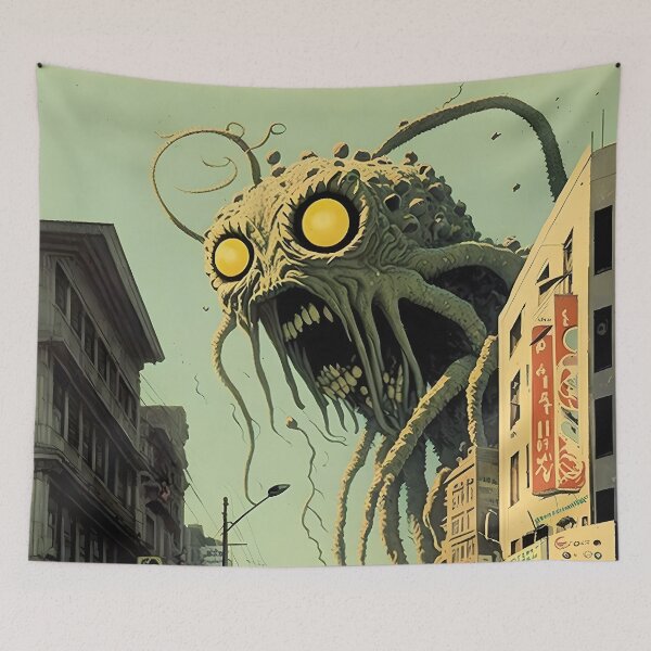 Item preview, Evil Monster with Tentacles - Retrofuturism Japanese Anime Retro 50s designed and sold by AIWanderer.