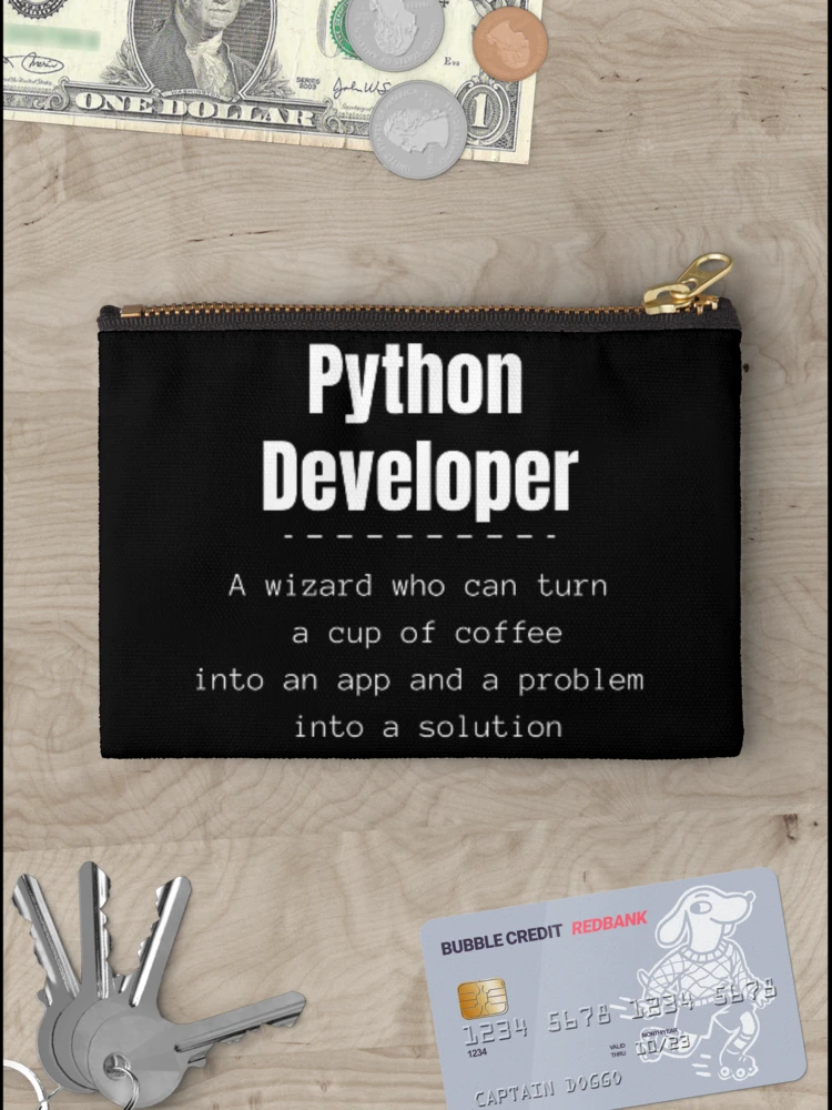 Thumbnail 3 of 4, Zipper Pouch, Python developer, python, programmer, software developer designed and sold by TeePassion.
