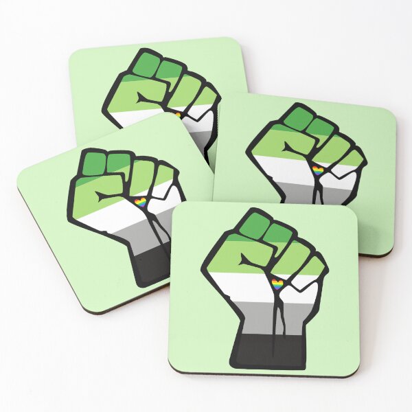 Item preview, Aromantic Pride Solidarity Fist with Rainbow Heart designed and sold by everything4eva.
