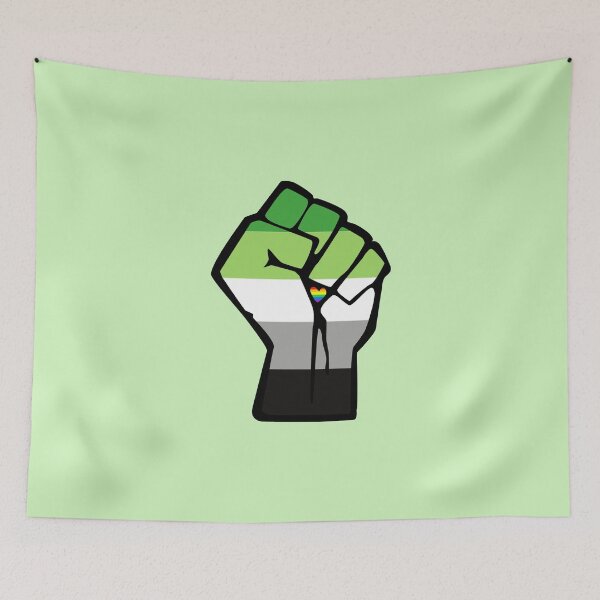 Item preview, Aromantic Pride Solidarity Fist with Rainbow Heart designed and sold by everything4eva.