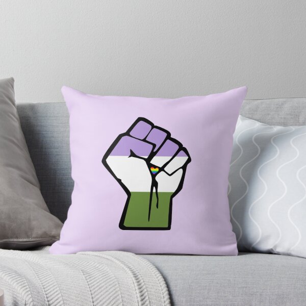 Item preview, Genderqueer Pride Solidarity Fist with Rainbow Heart designed and sold by everything4eva.