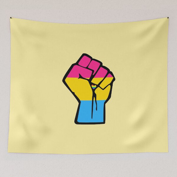 Item preview, Pan Pride Solidarity Fist with Rainbow Heart designed and sold by everything4eva.
