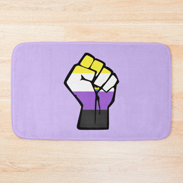Item preview, Nonbinary Pride Solidarity Fist with Rainbow Heart designed and sold by everything4eva.