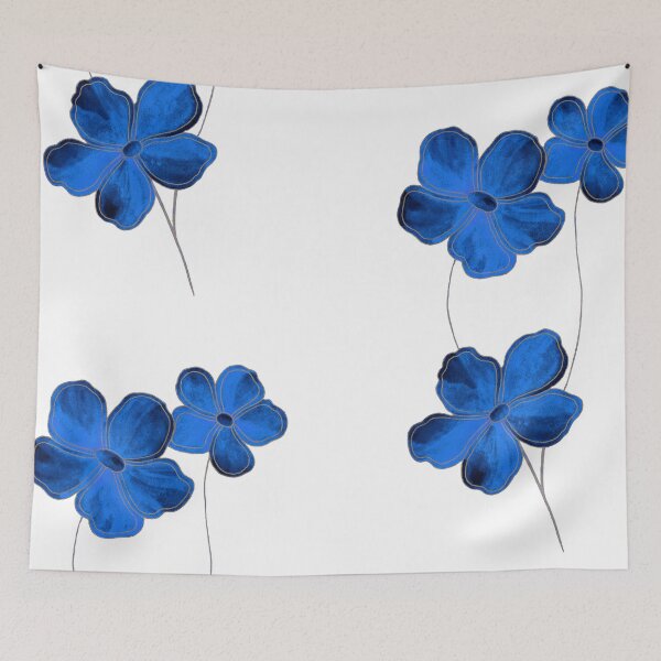 Item preview, Blue Flowers With Gold Contour designed and sold by IrinaIkar.
