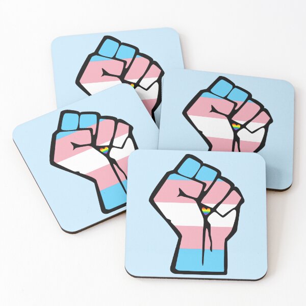 Item preview, Trans Pride Solidarity Fist with Rainbow Heart designed and sold by everything4eva.