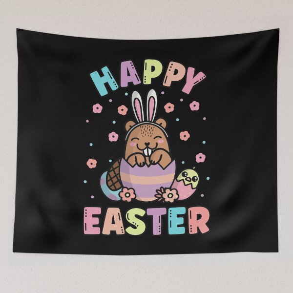 Item preview, Happy Easter Kawaii Bunny Beaver Cute Spring Egg Hunting designed and sold by JokeGysen.