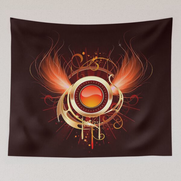 Item preview, Hot round banner with fiery wings designed and sold by Blackmoon9.