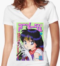 Sailor Mars Magazine Fitted V-Neck T-Shirt