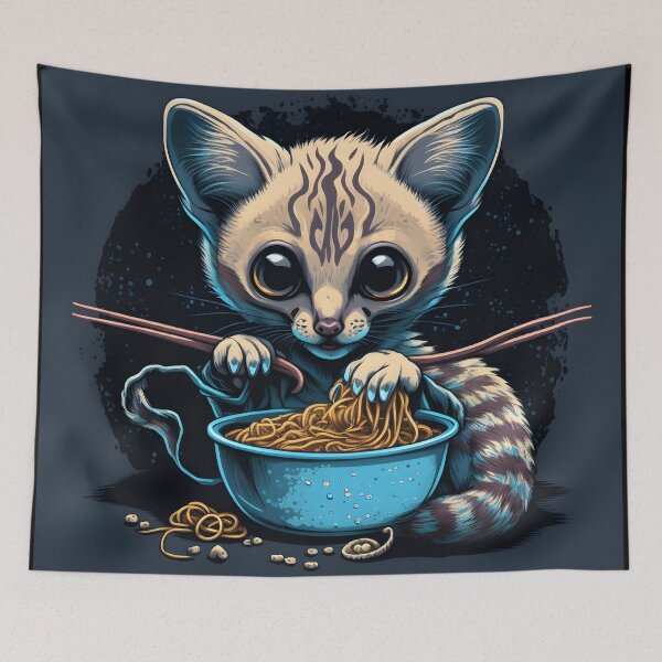 Item preview, Genet eating Ramen cute kawaii noodles designed and sold by SidTastic .