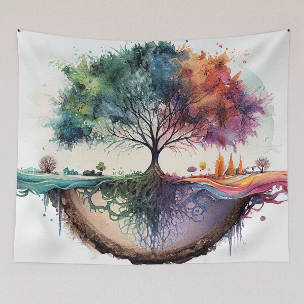 Item preview, Tree of life watercolor reflection designed and sold by art8085.