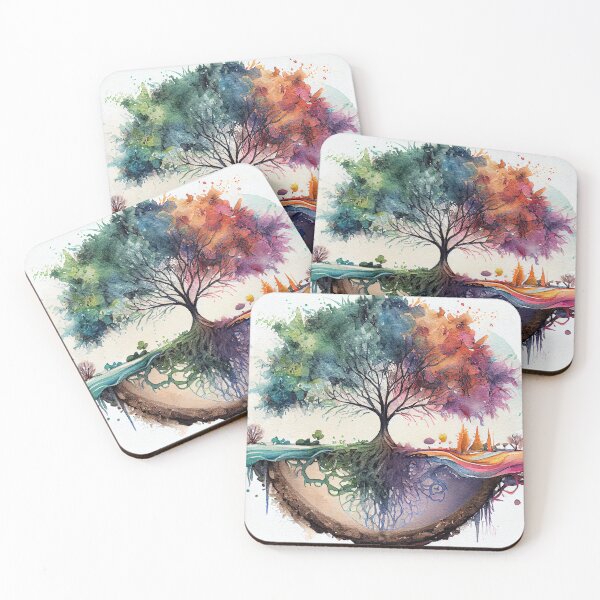 Item preview, Tree of life watercolor reflection designed and sold by art8085.