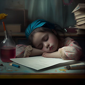 Vorschaubild zum Design Dreaming at the Desk Digital Painting von CodeAndColors