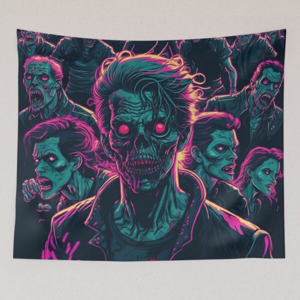 Item preview, 80s Zombie Horde In The Streets Of A Dystopian City designed and sold by Nightarcade.