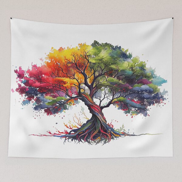 Artikelvorschau, Baum des Lebens bunte Aquarelle entworfen und verkauft von art8085.