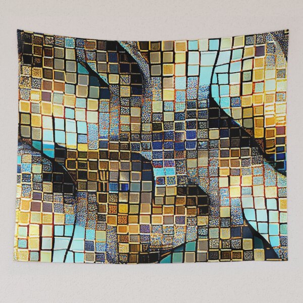 Item preview, Aggressive Mosaic Futuristic Coarse California Chic Pattern Digital Painting designed and sold by CodeAndColors.