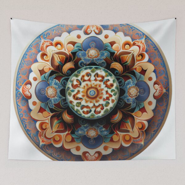 Item preview, Ceramic Artistic Circular Asian Pattern Digital Painting designed and sold by CodeAndColors.