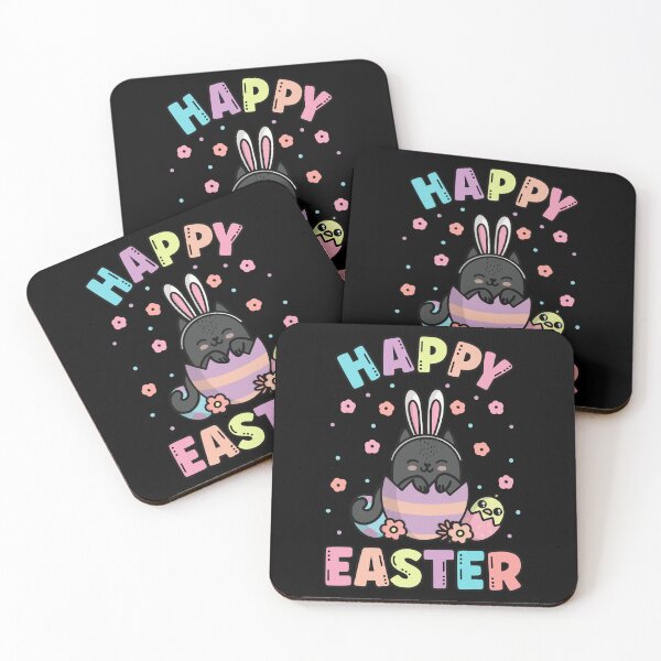 Item preview, Happy Easter Kawaii Bunny Black Cat Cute Spring Egg Hunting designed and sold by JokeGysen.