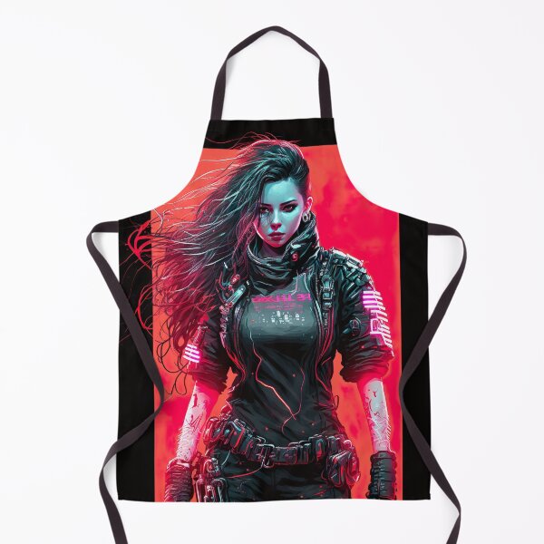 Item preview, Cyberpunk Girl On Red Neon Background designed and sold by Nightarcade.