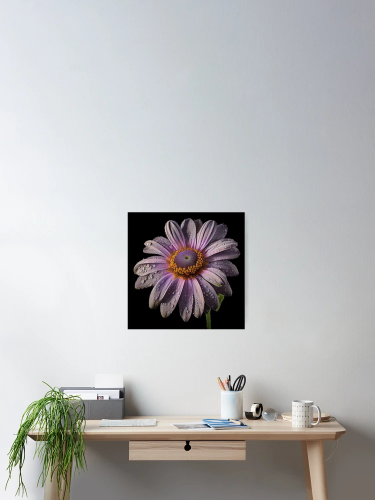 Aperçu 2 sur 3. Poster avec l'œuvre Lavender Glitter Daisy Digital Painting créée et vendue par CodeAndColors.