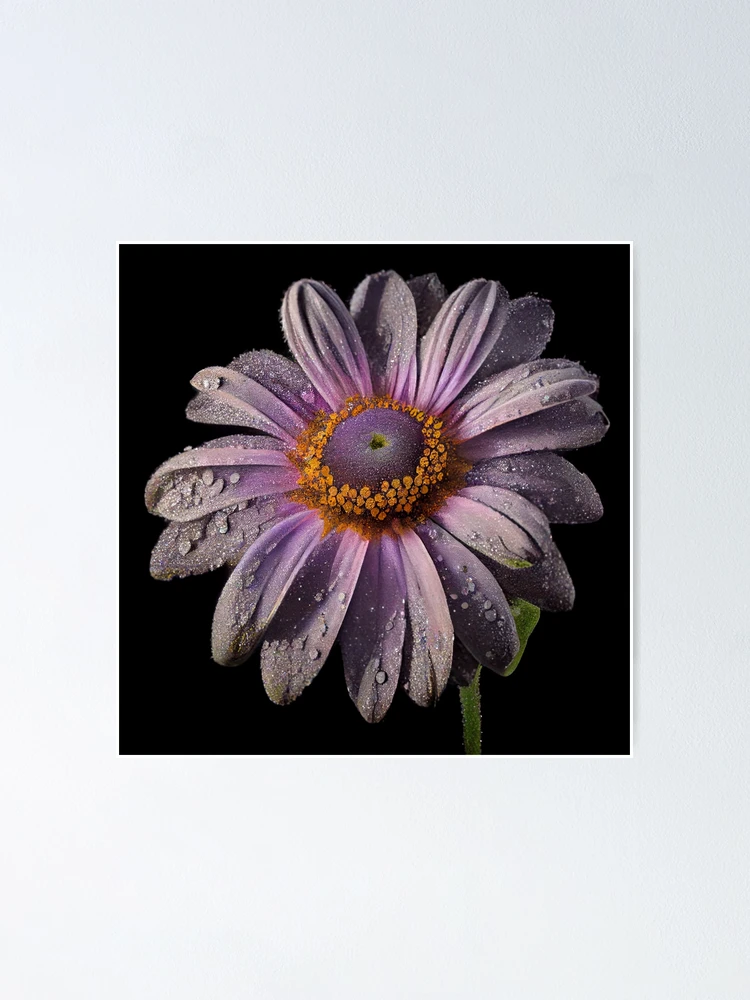 Aperçu 1 sur 3. Poster avec l'œuvre Lavender Glitter Daisy Digital Painting créée et vendue par CodeAndColors.