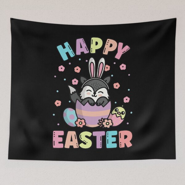 Item preview, Happy Easter Kawaii Bunny Wolf Cute Spring Egg Hunting designed and sold by JokeGysen.