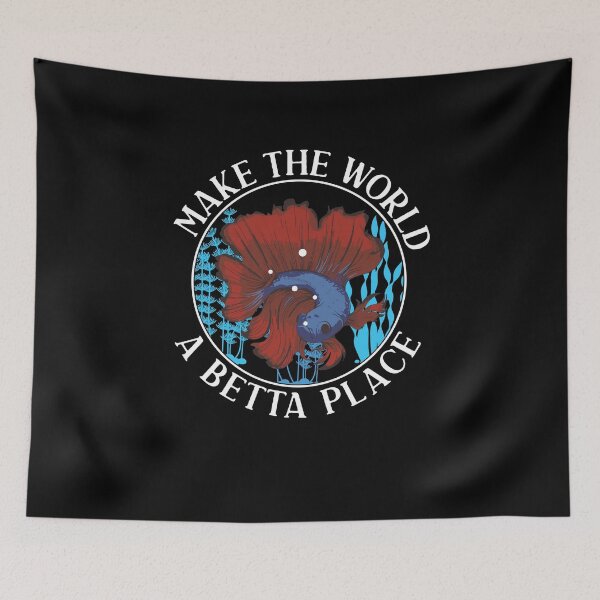 Item preview, Funny Make The World A Betta Place Siamese Fighting Fish Fan designed and sold by StrongShirts.