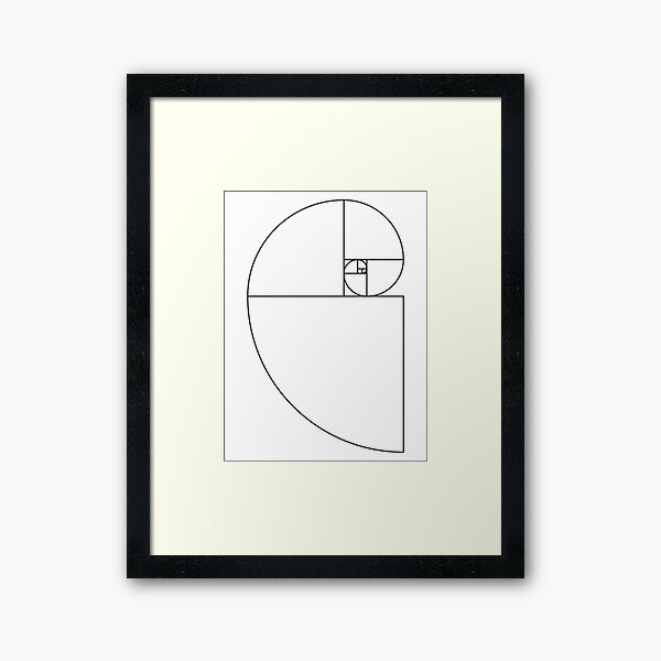 Golden Ratio Spiral - Sections Outline Framed Art Print