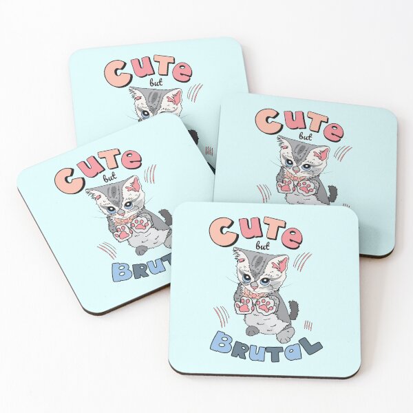 Item preview, Cute but brutal cat blue designed and sold by HajnalkArt.