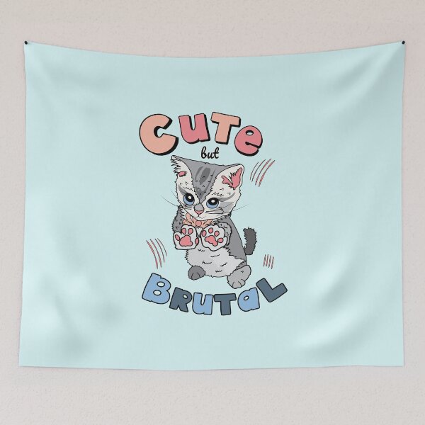 Item preview, Cute but brutal cat blue designed and sold by HajnalkArt.