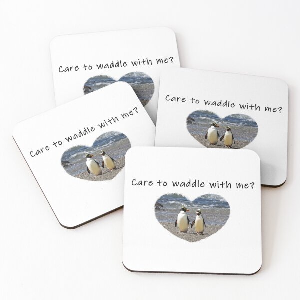 Item preview, Care to waddle with me? Fiordland Penguin Couple (black text) designed and sold by SBPenguins.