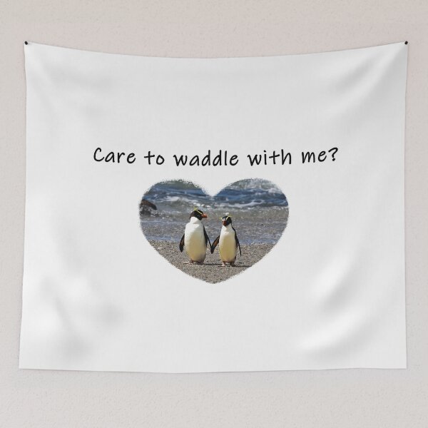 Item preview, Care to waddle with me? Fiordland Penguin Couple (black text) designed and sold by SBPenguins.