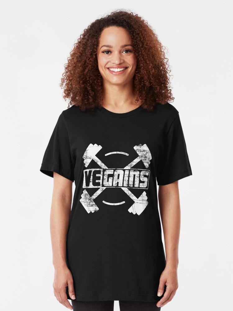 Alternative Ansicht von Vegains Vegan Muscle Power - Amazing Vegan Workout Gift Slim Fit T-Shirt
