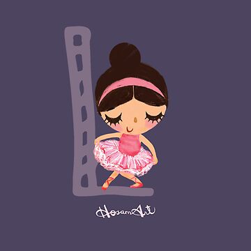 Artwork thumbnail, Cute Ballerina Girl Dancing with Letter L by hosannart