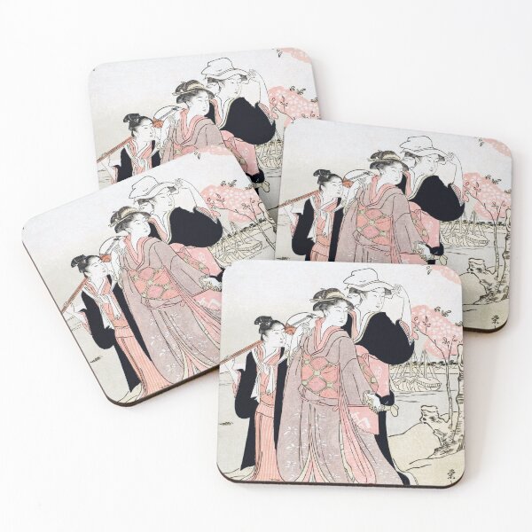 Item preview, Three Japanese women walking | 12 Hours of the 3rd Month | Hosoda Eishi | Ukiyo-e designed and sold by LaMadeleine.