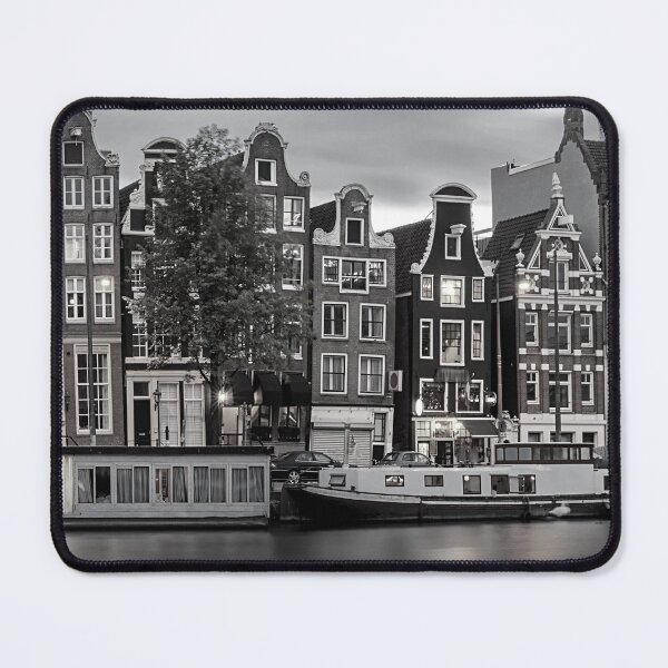 Item preview, Amsterdam Black and White Photo - Netherlands Love - Houses in Canal designed and sold by SoccaTamam.