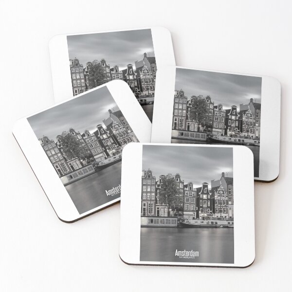 Item preview, Amsterdam Black and White Photo - Netherlands Love - Houses in Canal designed and sold by SoccaTamam.