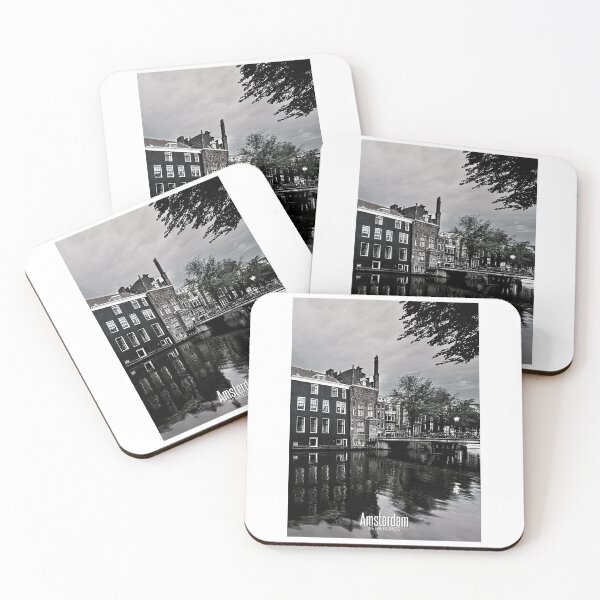 Item preview, Amsterdam Black and White Photo - Netherlands Love - Dutch Houses in River Canal designed and sold by SoccaTamam.