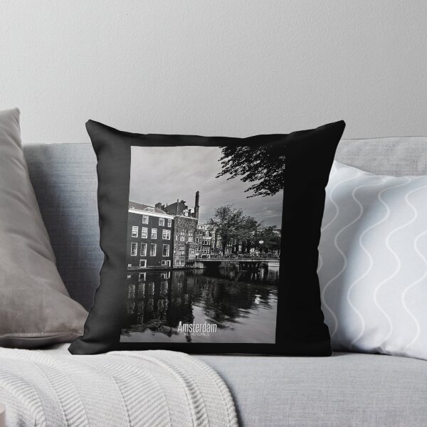 Item preview, Amsterdam Black and White Photo - Netherlands Love - Dutch Houses in River Canal designed and sold by SoccaTamam.
