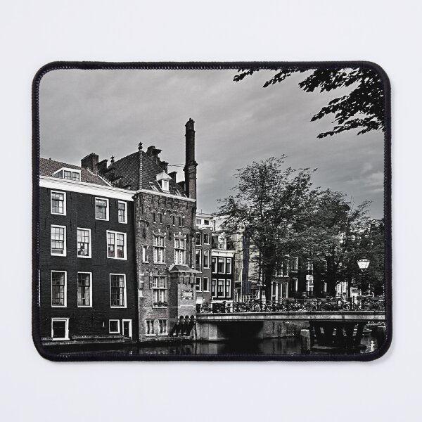 Item preview, Amsterdam Black and White Photo - Netherlands Love - Dutch Houses in River Canal designed and sold by SoccaTamam.
