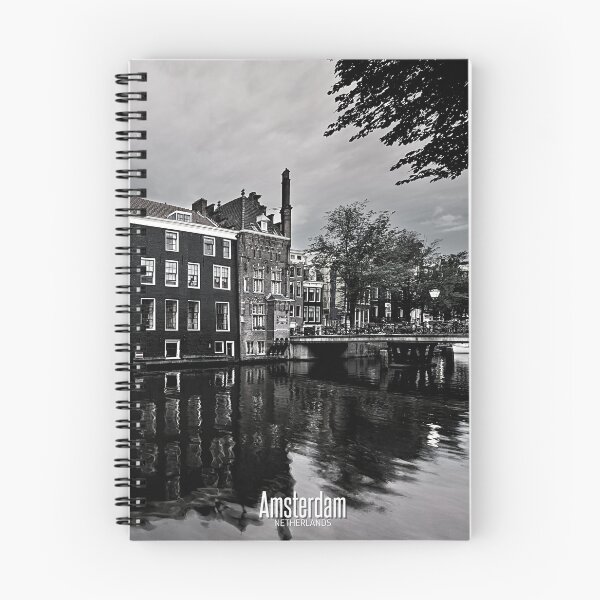 Item preview, Amsterdam Black and White Photo - Netherlands Love - Dutch Houses in River Canal designed and sold by SoccaTamam.