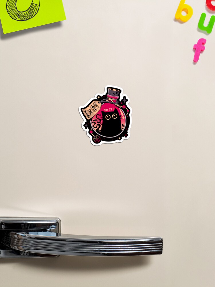 Thumbnail 1 of 3, Magnet, Bottled Menace - Evil Black Cat designed and sold by Snouleaf.