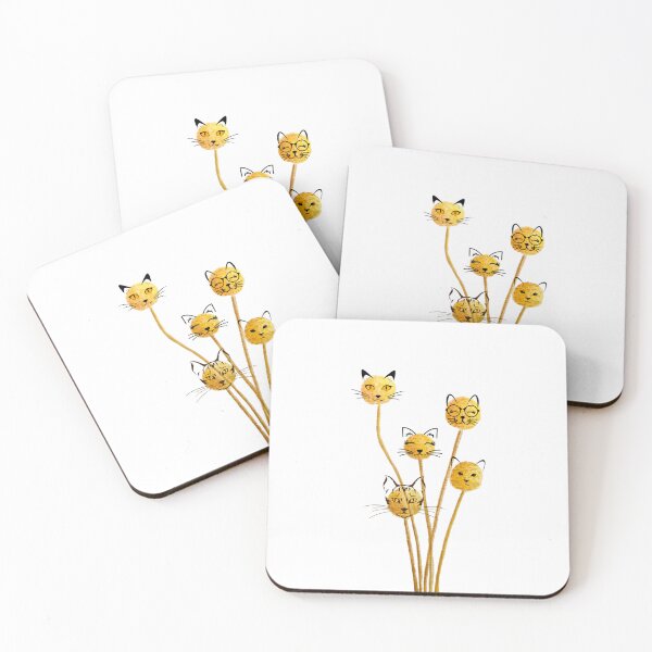 Item preview, Funny cat faces on tall yellow flowers, cute cat and nature lover gifts  designed and sold by Flowerartlovers.
