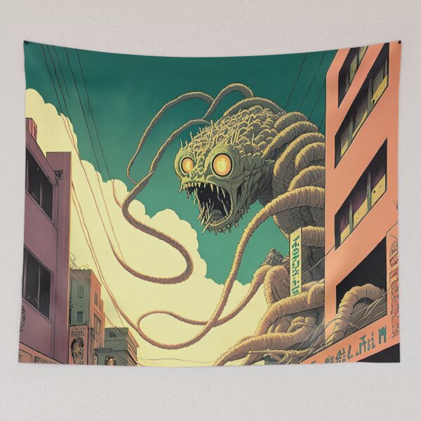 Item preview, Evil Spaghetti Monster with Tentacles - Retrofuturism Japanese Anime Retro 60s designed and sold by AIWanderer.