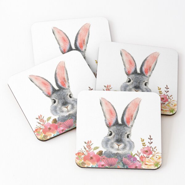 Item preview, Cute and funny rabbit in flowers designed and sold by MaryWatercolor.