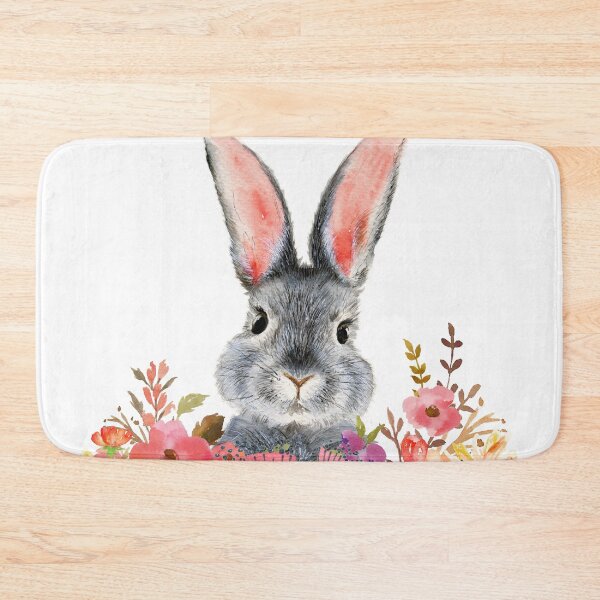 Item preview, Cute and funny rabbit in flowers designed and sold by MaryWatercolor.