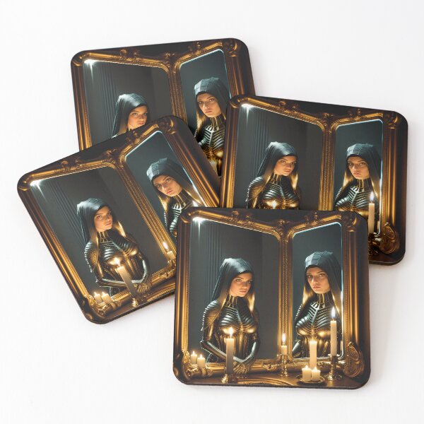 Artikelvorschau, Nettes Mädchen-Reflexions-schwarzes Kleid-goldene Spiegelkerzen-Frauen-Kollektion entworfen und verkauft von SpektroDesign.